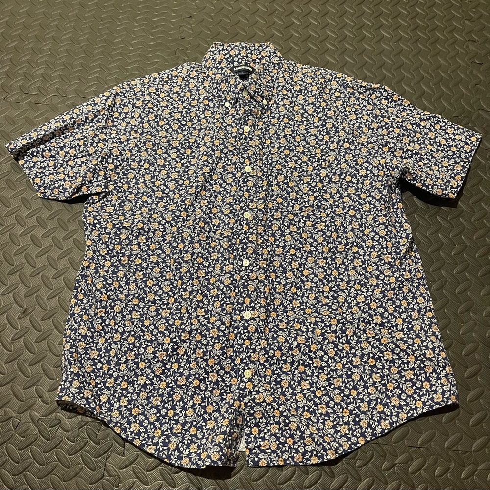 Lands' End Navy Floral Men's Button-Down Shirt